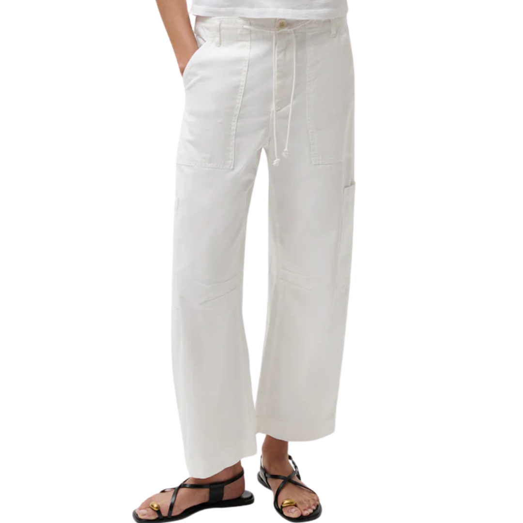 Sabrina Curved Utility Pant in White