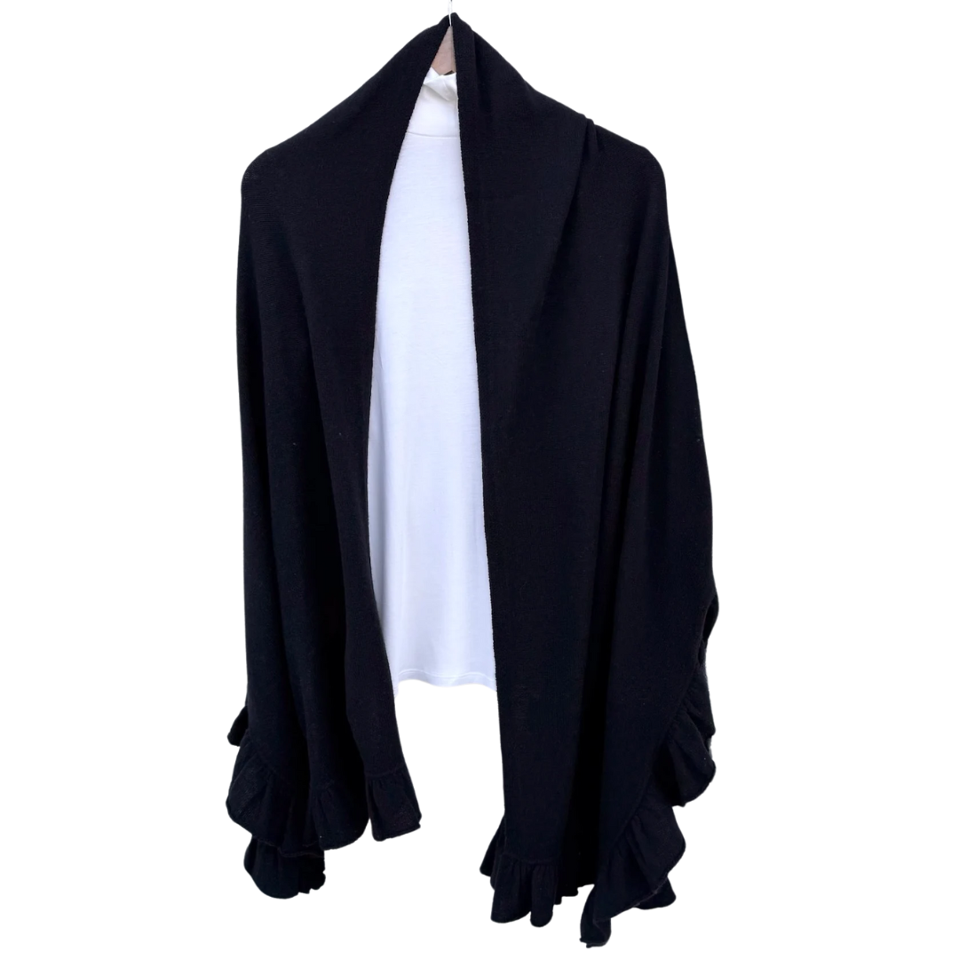 Ruffle Trim Wrap in Black