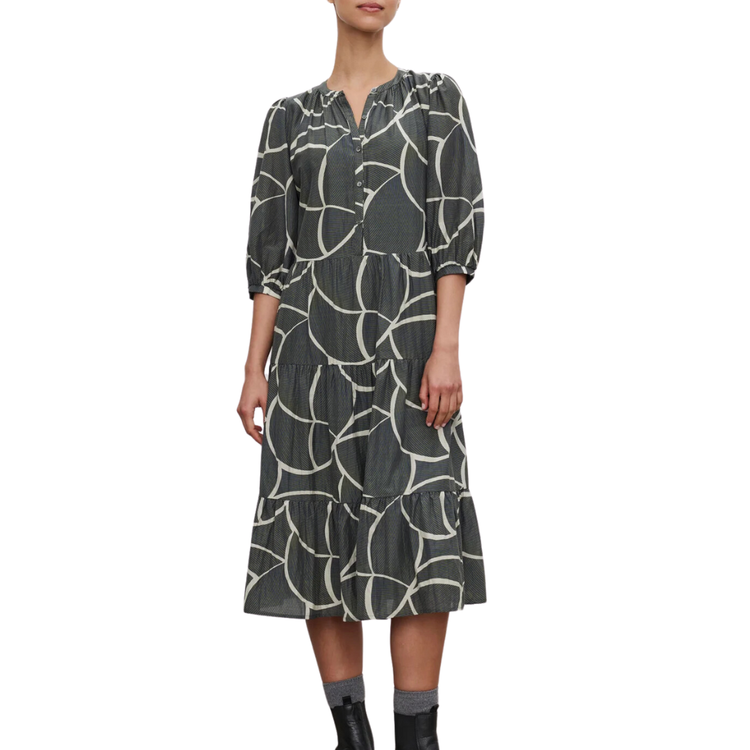 Johanna Printed Silk Cotton Voile Dress in Airbrush