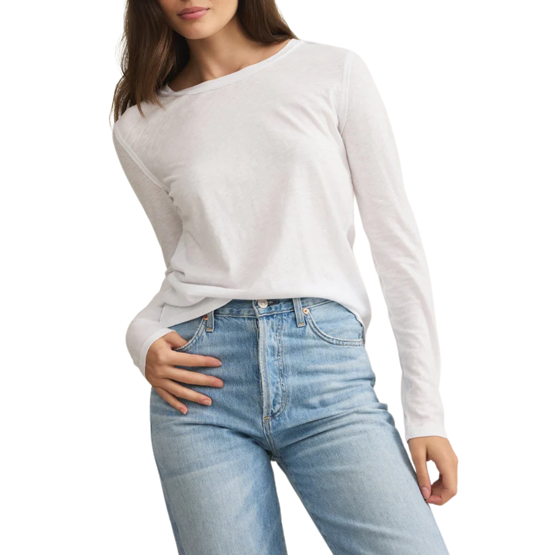 Arlet Slub Long Sleeve Tee in White