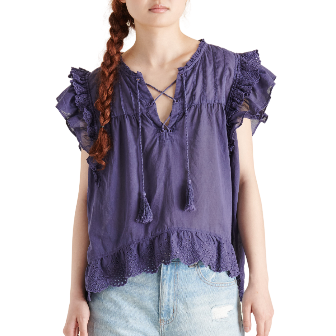 Bellamy Top in Vintage Blue