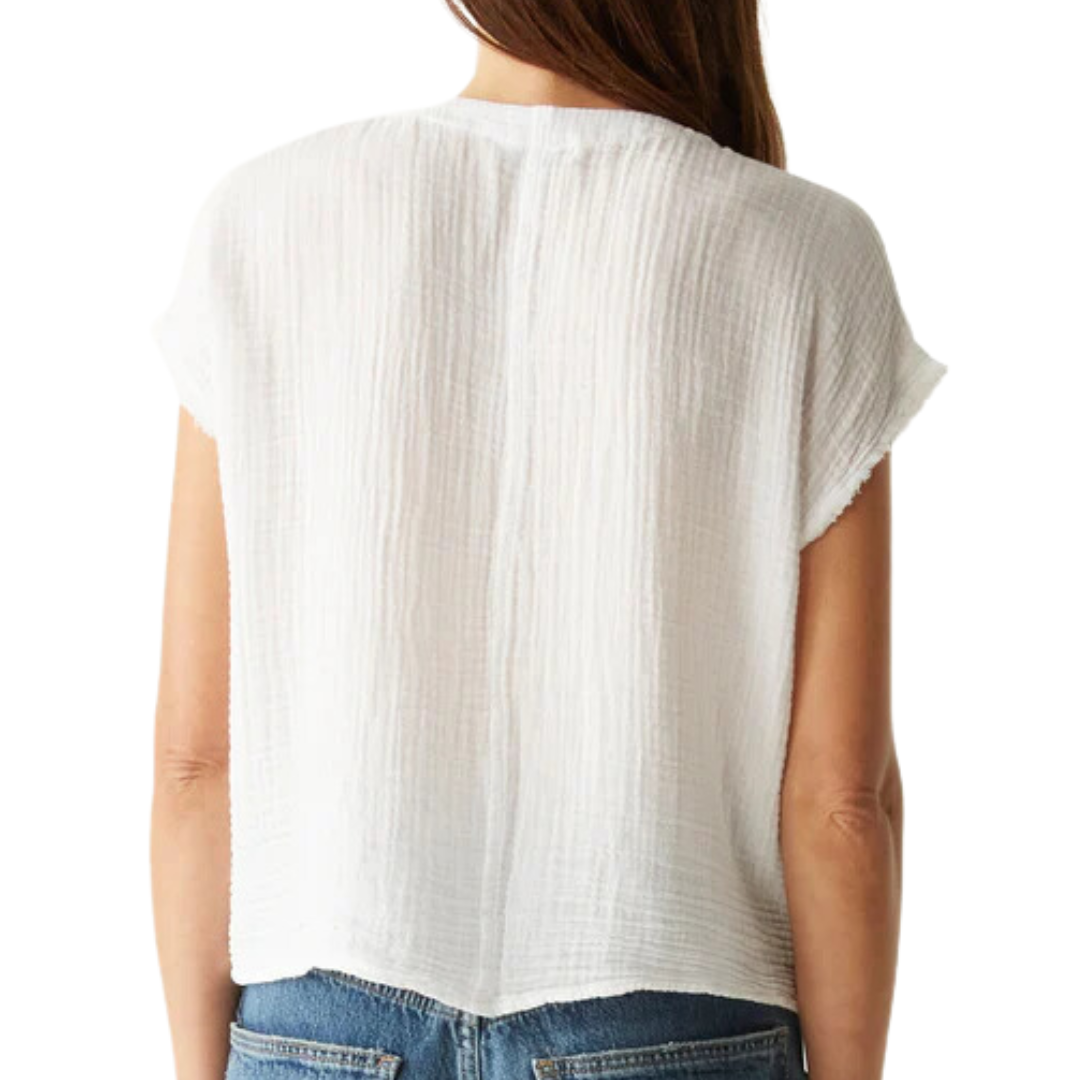 Evie Gauze Surplice Top in White