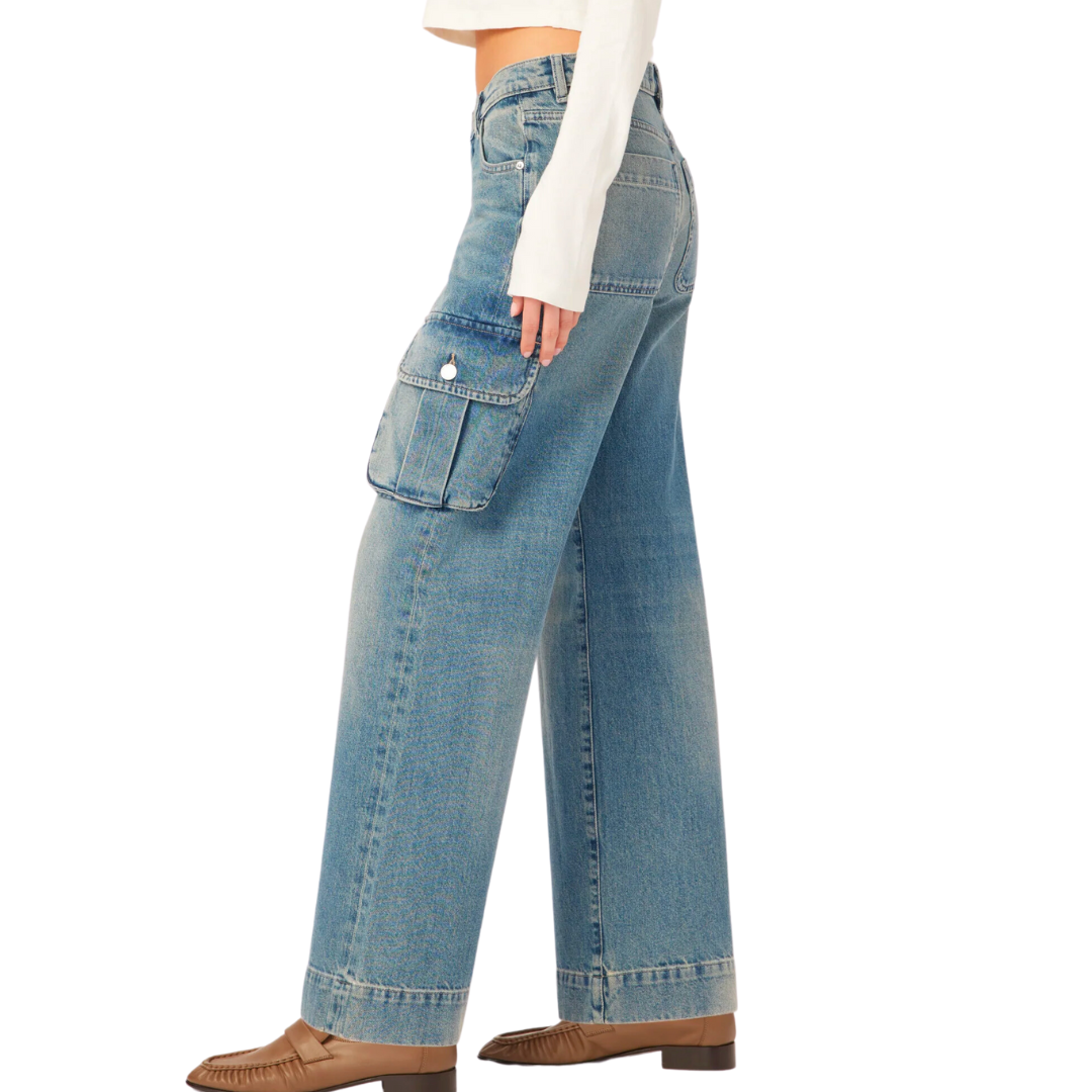 Zoie Wide Leg Low Rise Relaxed Vintage in Aged Mid Cargo