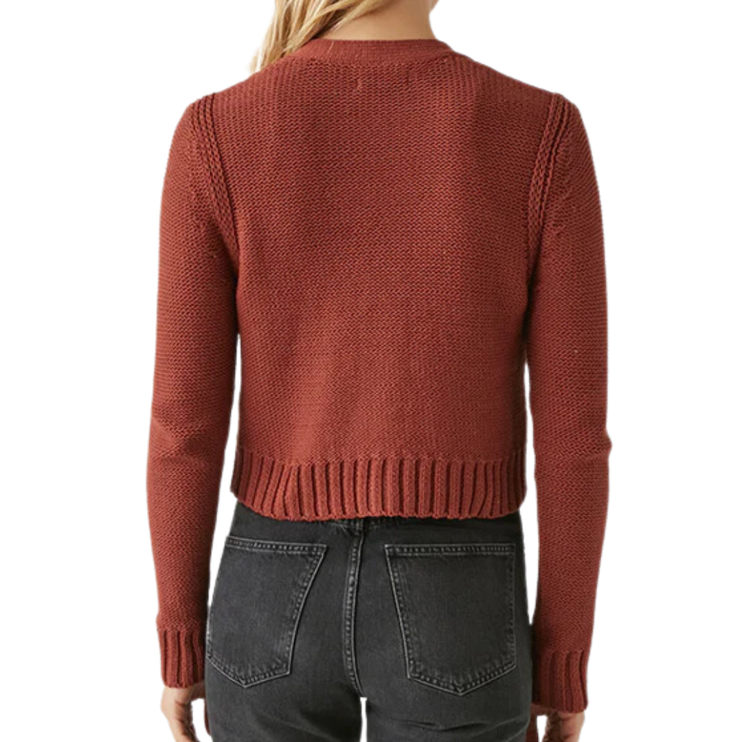 Fran Crop Sweater Cardigan in Pecan