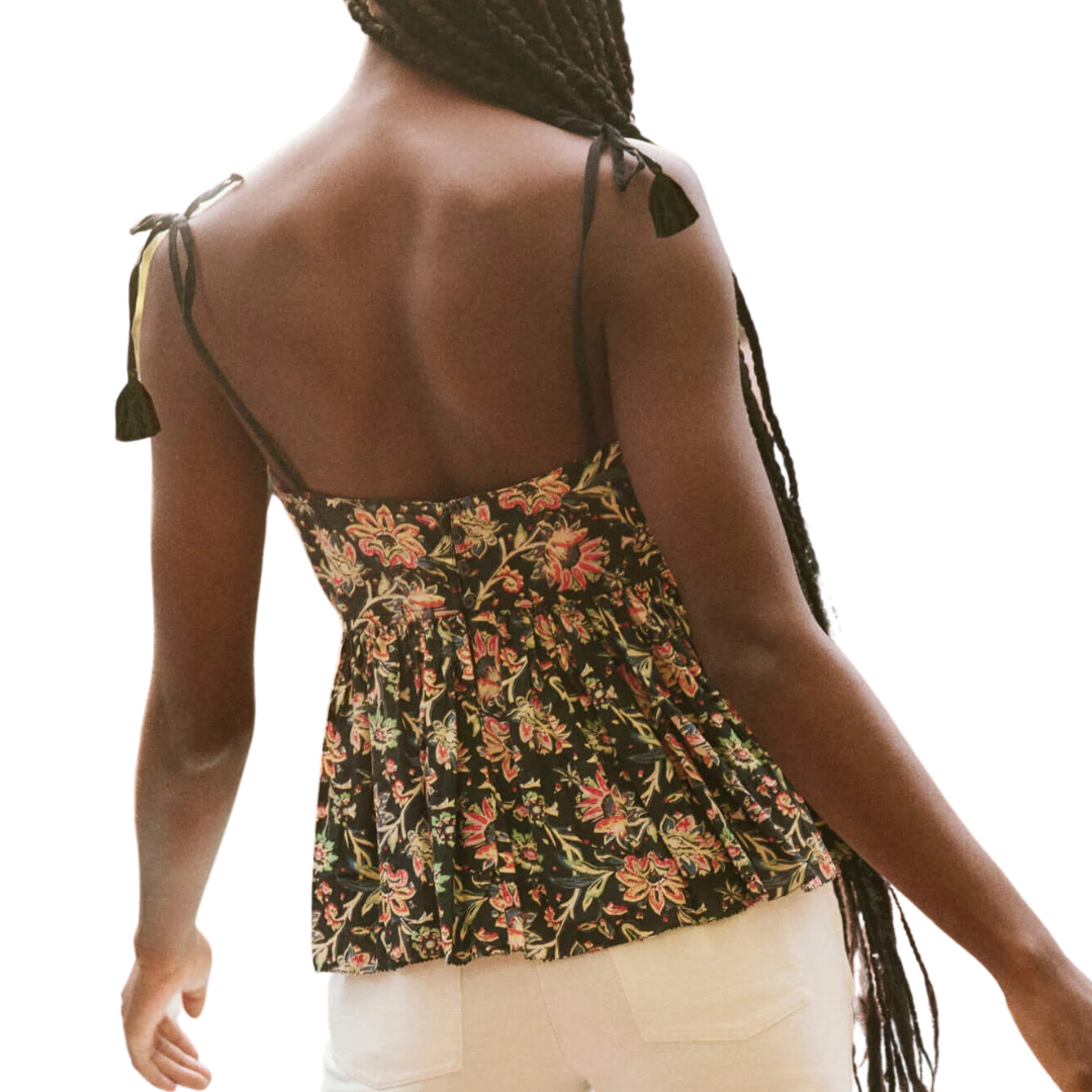 The Dainty Top in Black Paisley Floral