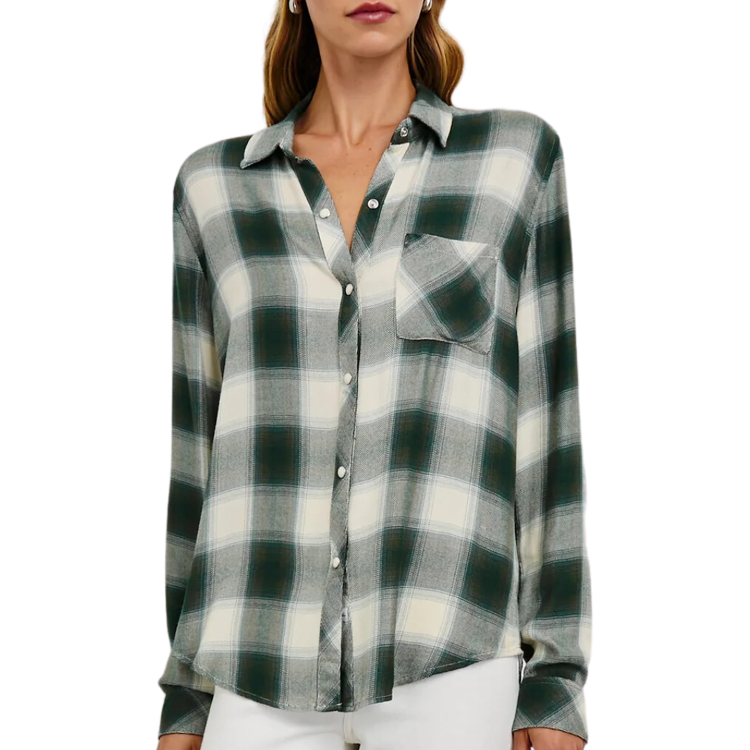 Hunter Shirt in Ivory Olive Teal