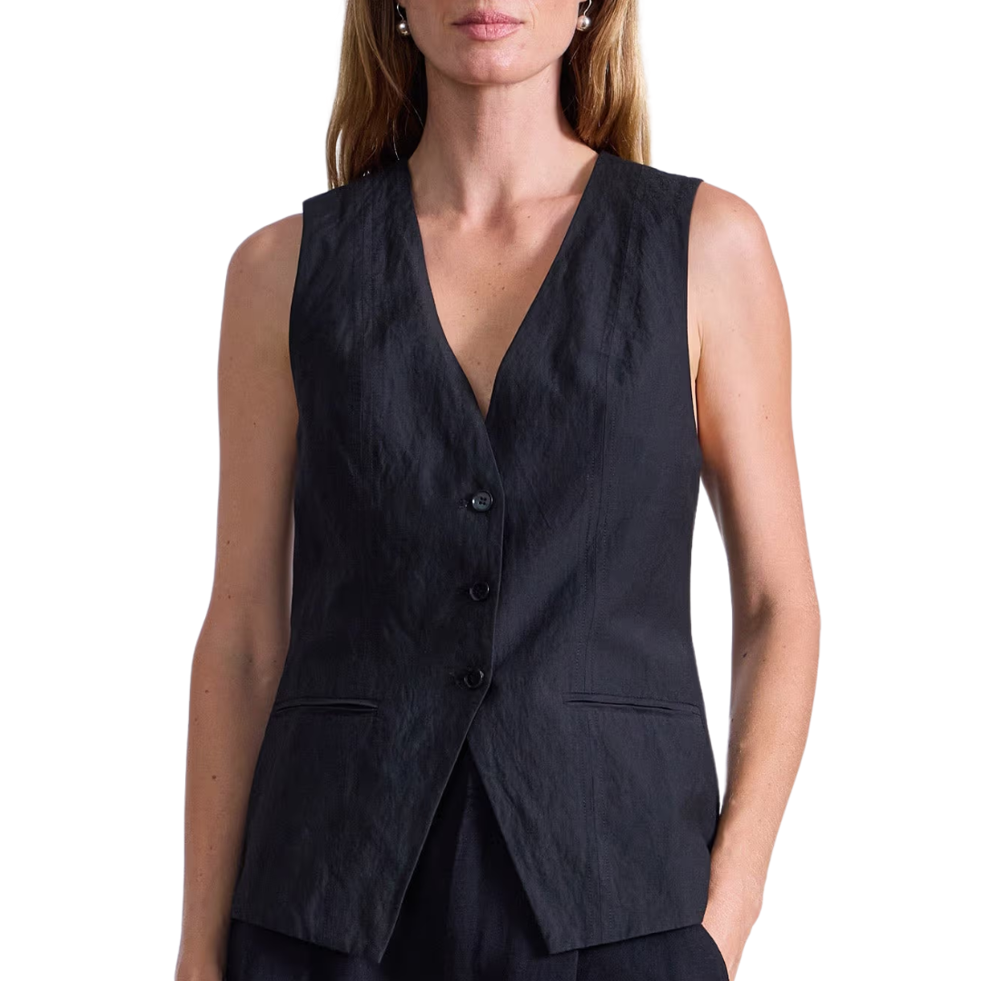 Helena V-Neck Vest in Black