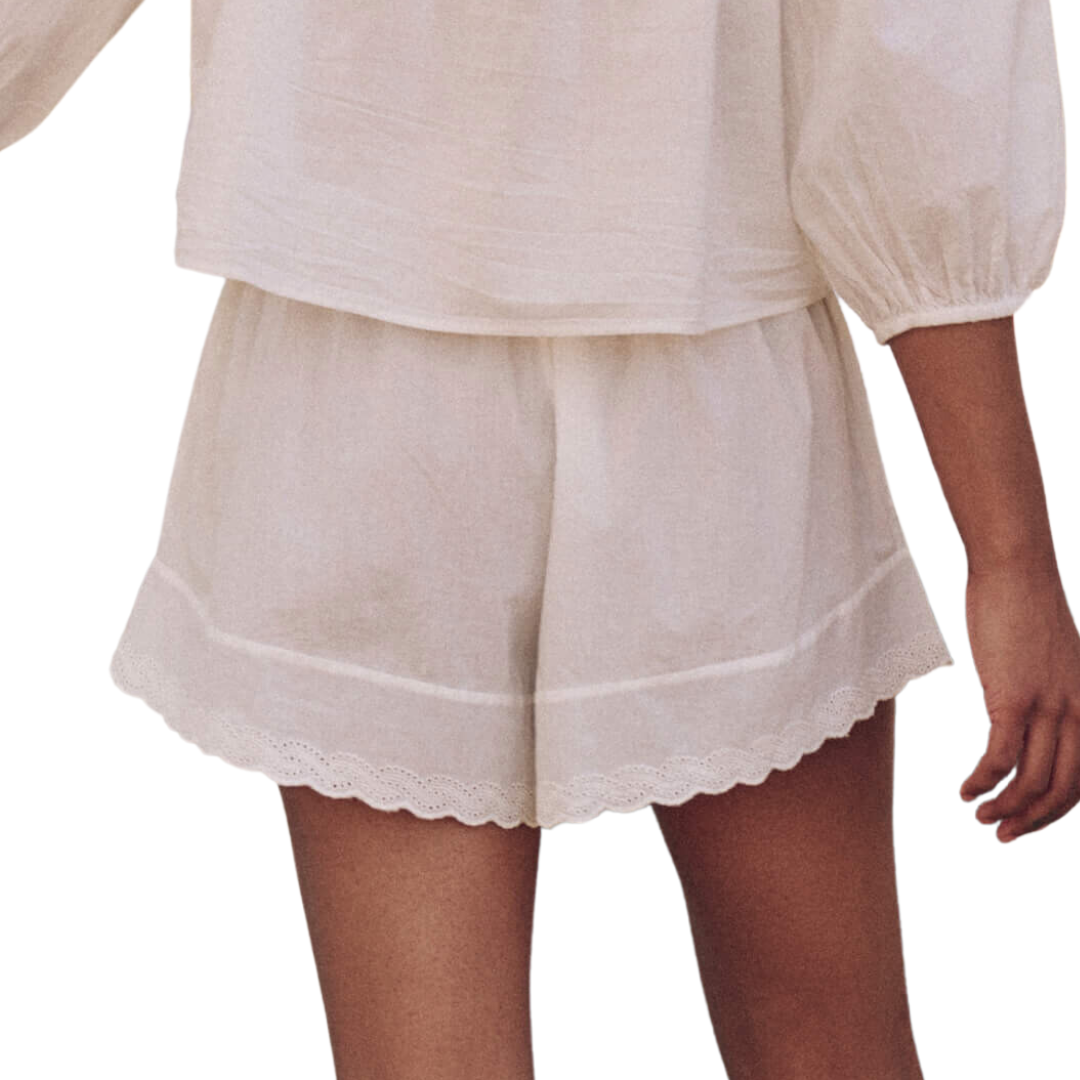 The Eyelet Tap Short in True White