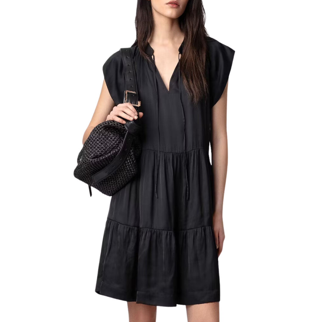 Rito Satin Dress in Noir
