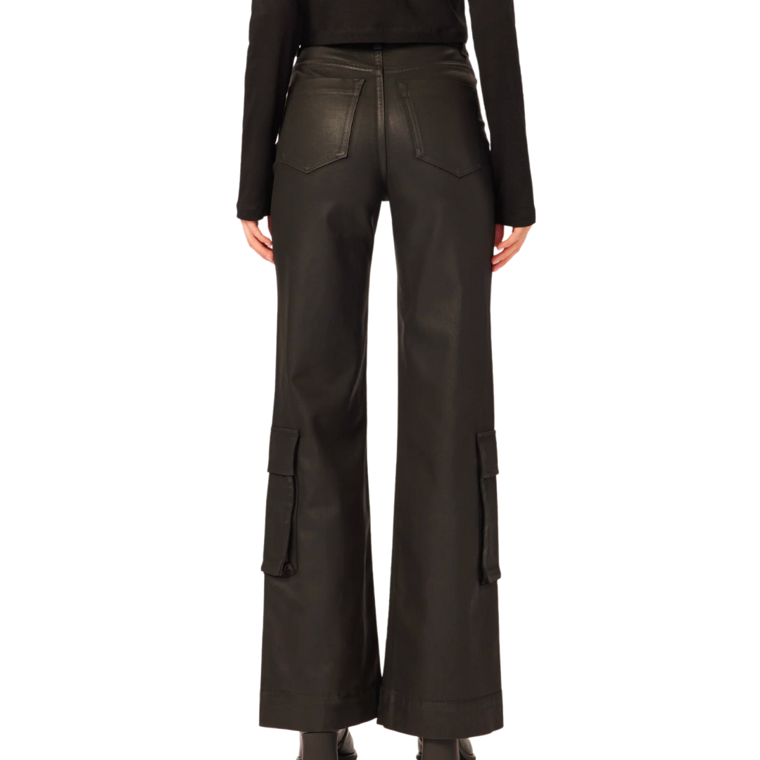 Hepburn Wide Leg High Rise Vintage in Black Cargo Coated