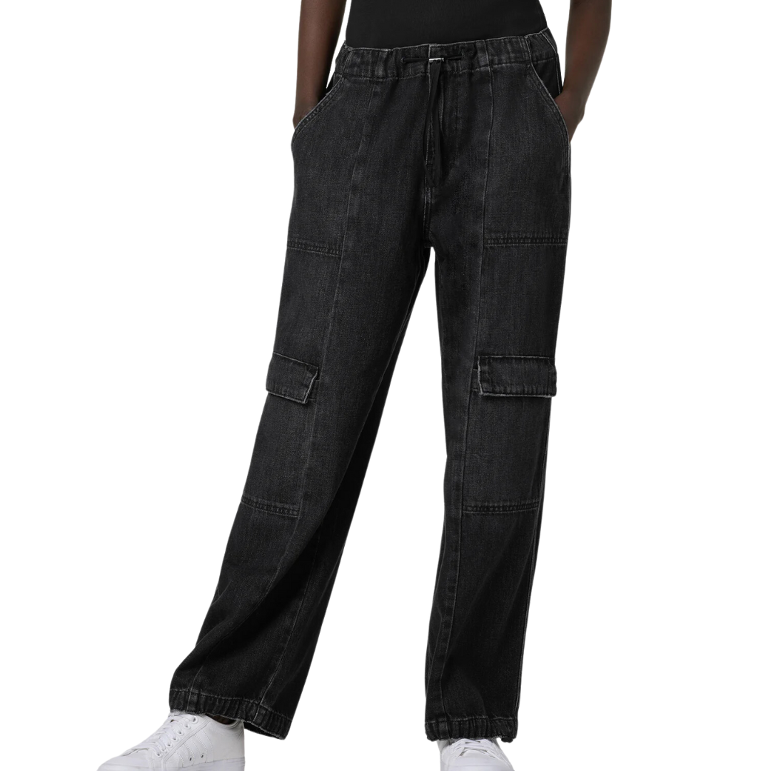 Drawstring Parachute Pant in Faded Black