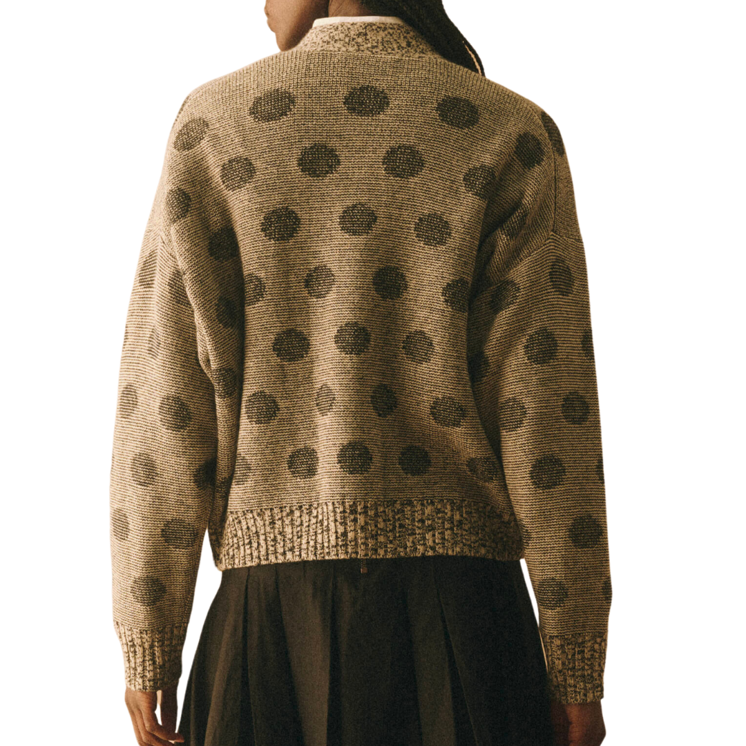 The Slouch Cardigan in Licorice Polka Dot