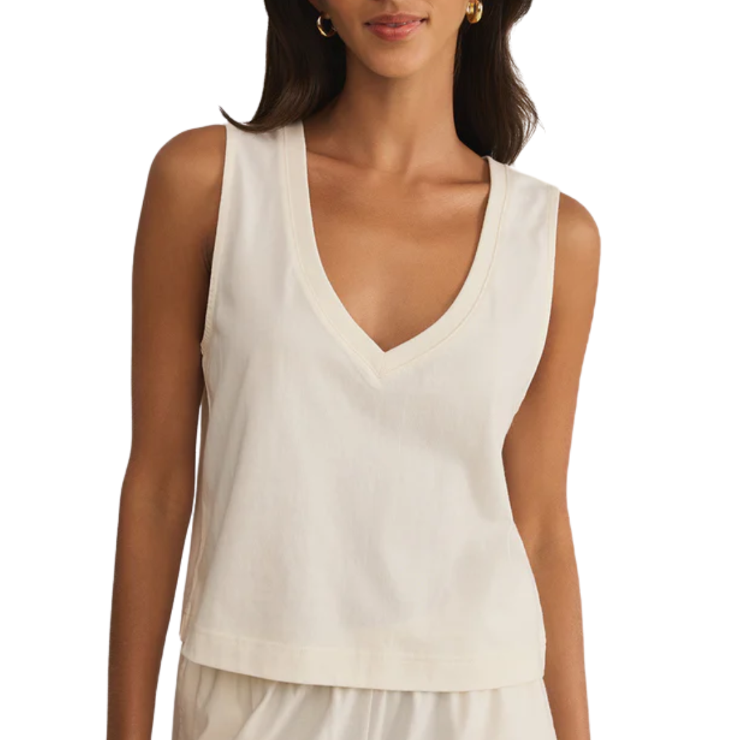 Sloane V-Neck Top in Sea Salt