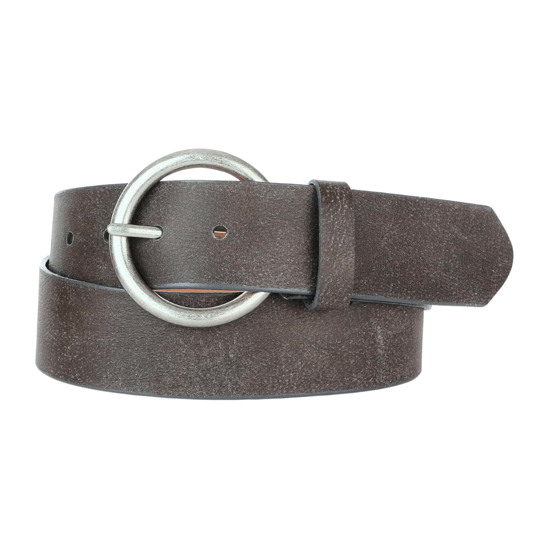 NEW BRAVE LEATHER kiku leather belt in bark/silver Brave Leather - Kiku Leather Belt main image 3
