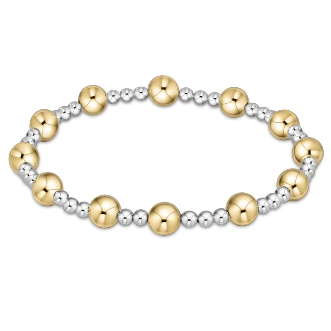 Classic Sincerity Pattern 6mm Bead Bracelet in Mixed Metal