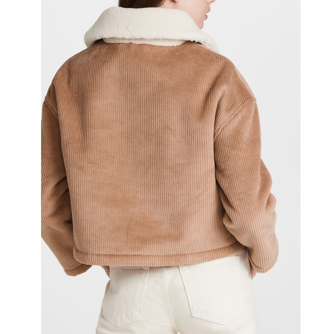 Naadam Quarter Zip Corduroy and Shearling Jacket
