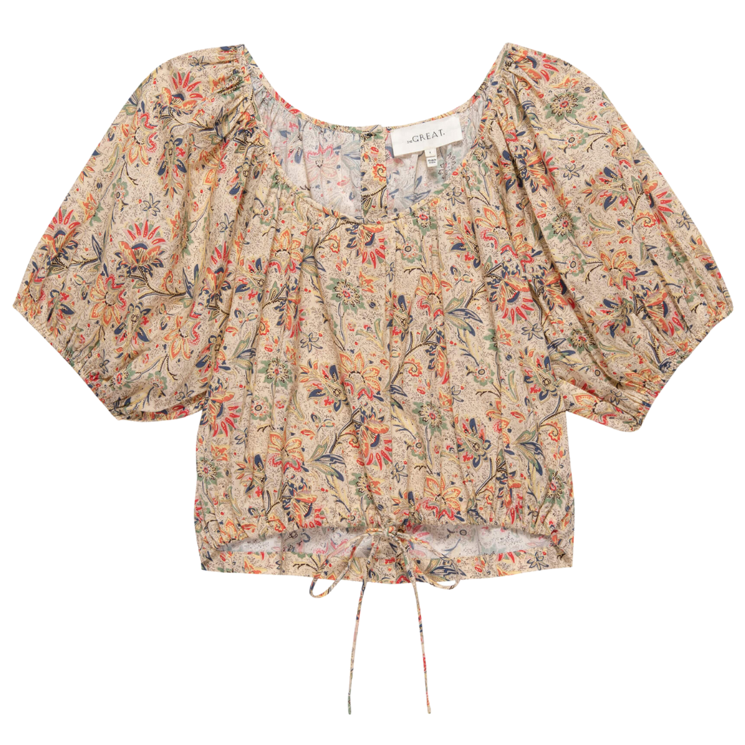 The Provence Top in Peach Paisley Floral