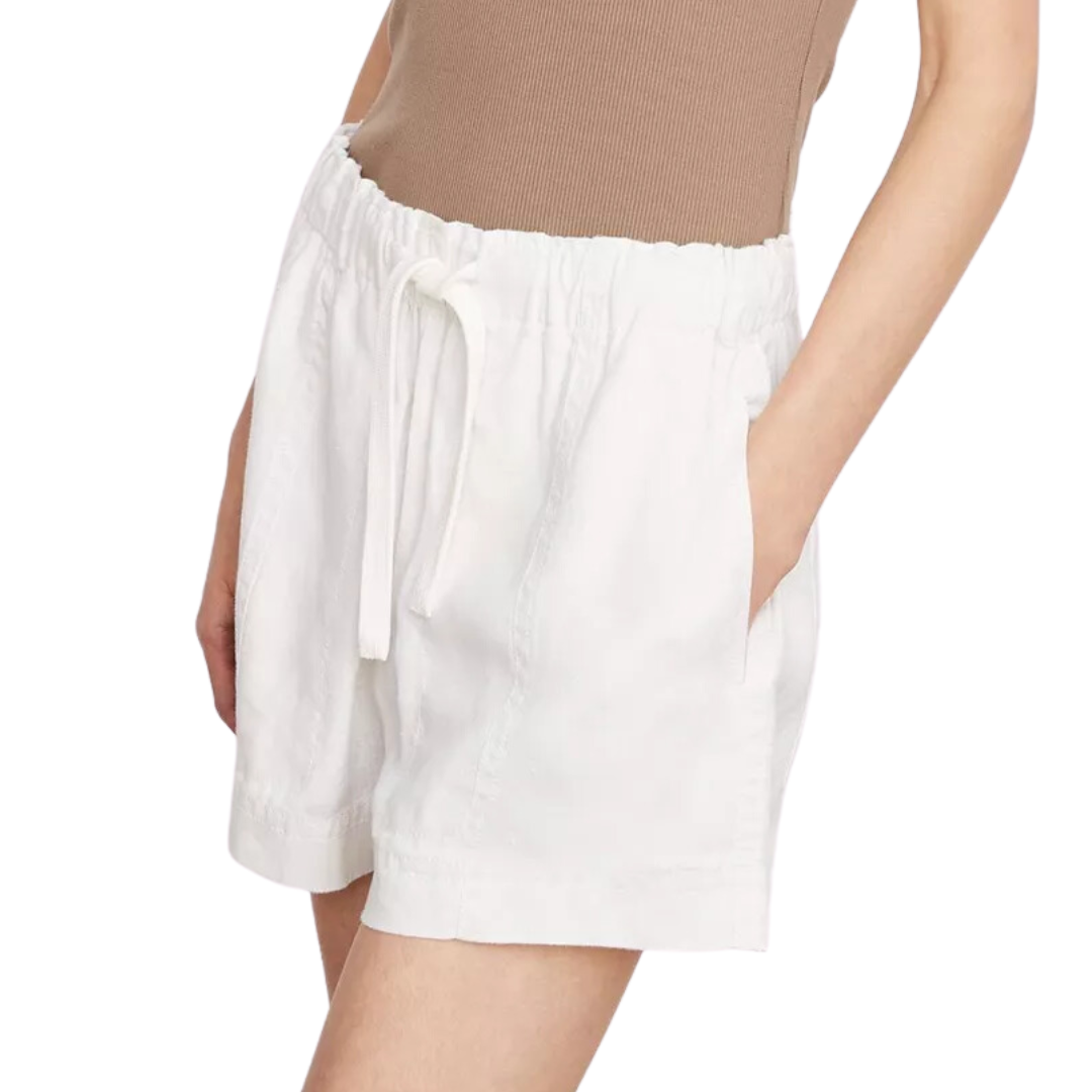 Tie-Front Pull-On Short in Off White