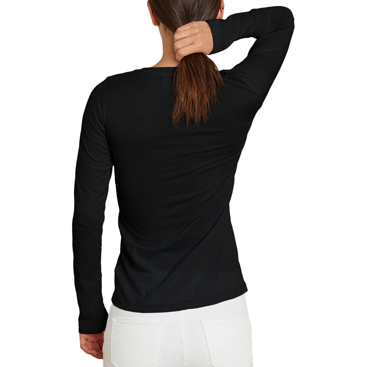 Zofina Fitted Long Sleeve Tee in Black
