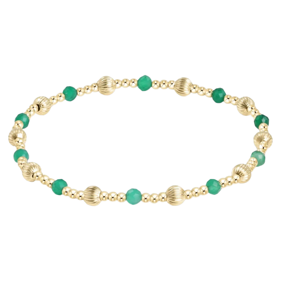 Dignity Sincerity Pattern 4mm Bead Bracelet in Green Onyx