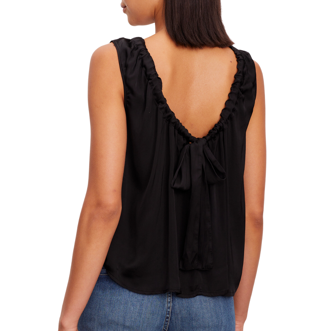 Mindi Satin Viscose Tank in Black
