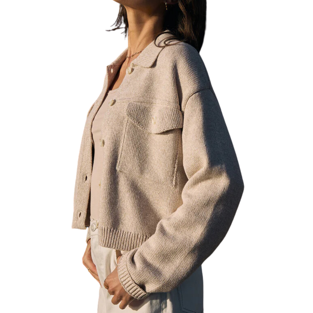 Cielo Sweater Knit Jacket in Parchment