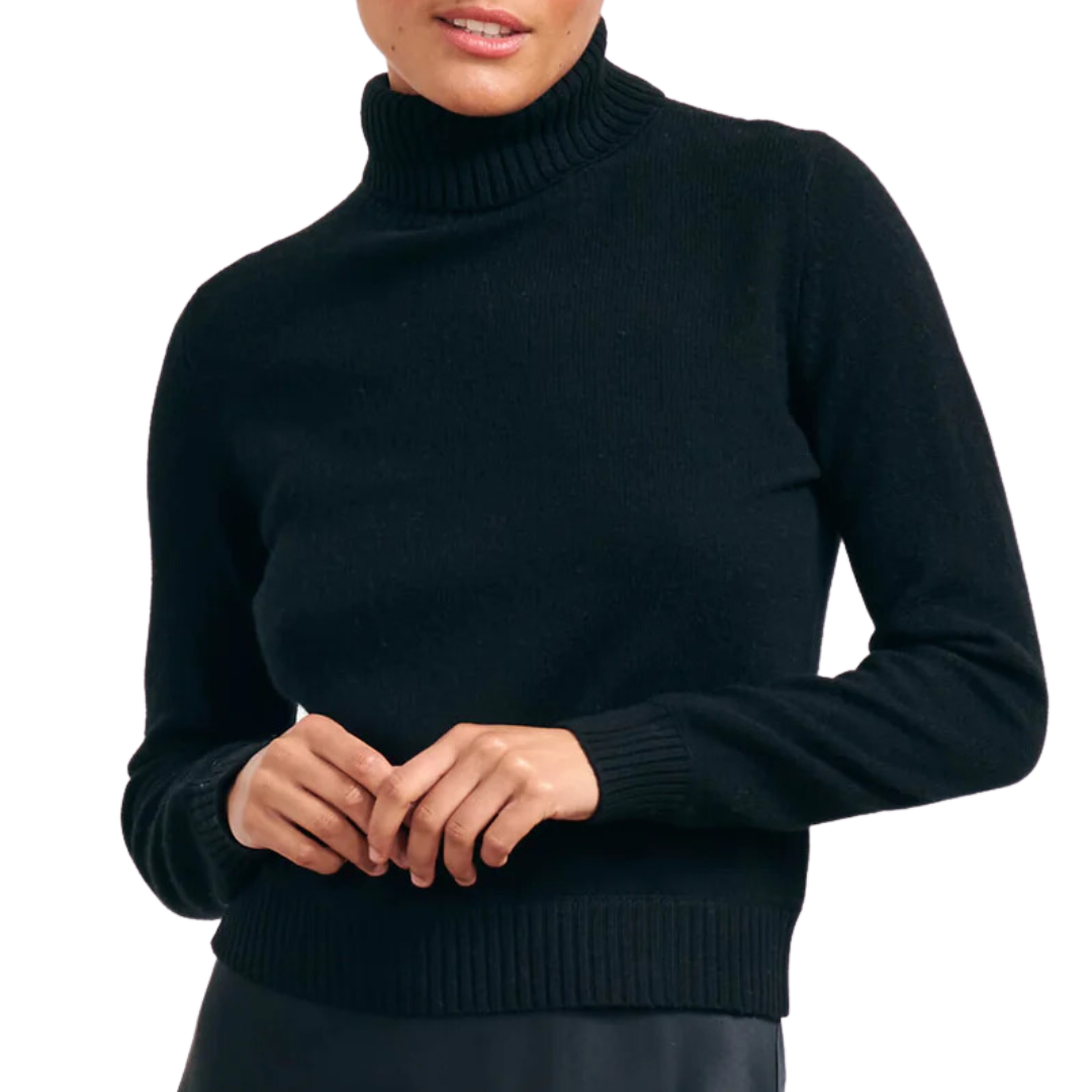 Lightweight Cashmere Roll Collar in Black