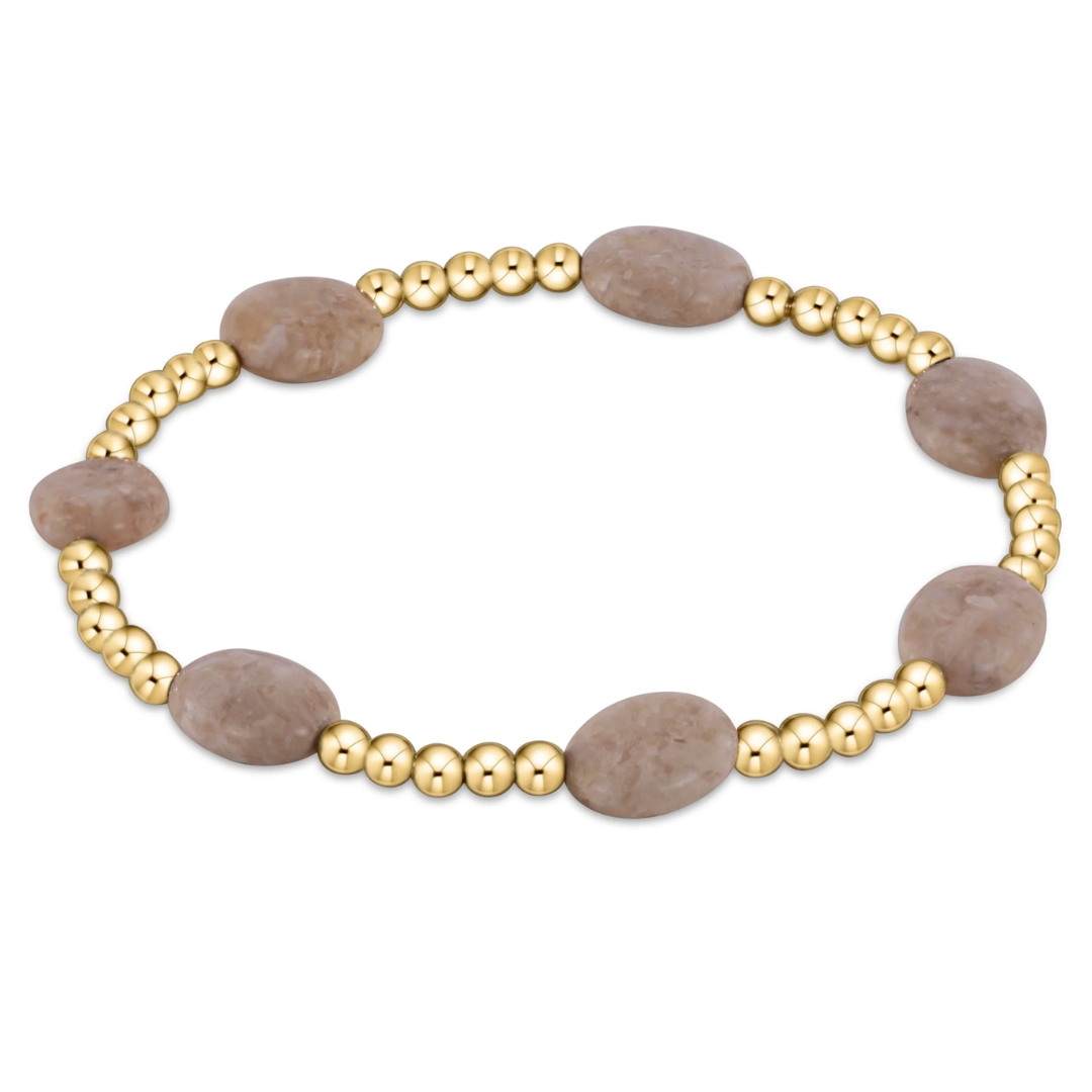 Admire Gold 3mm Bead Bracelet in Riverstone