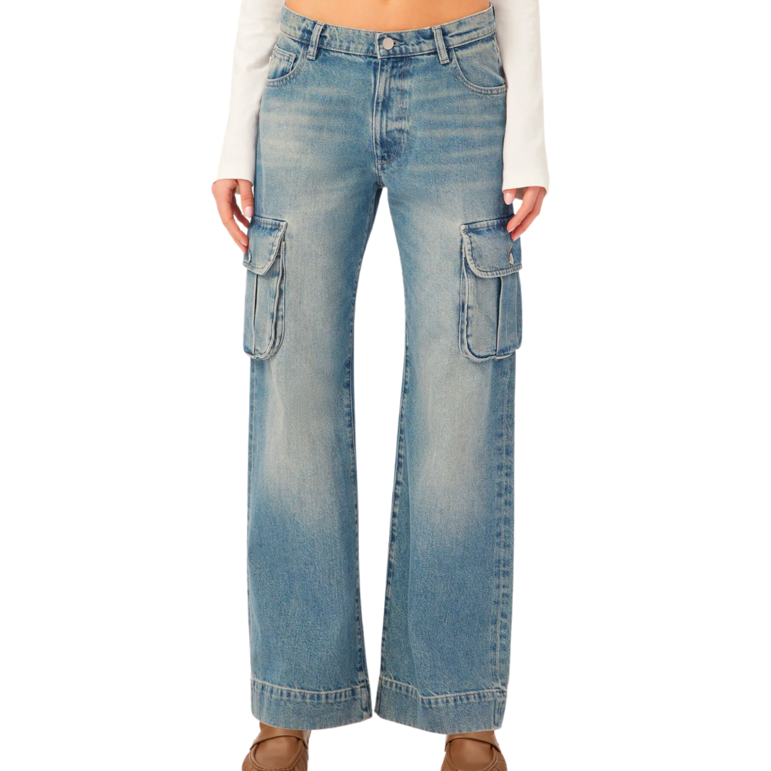 Zoie Wide Leg Low Rise Relaxed Vintage in Aged Mid Cargo