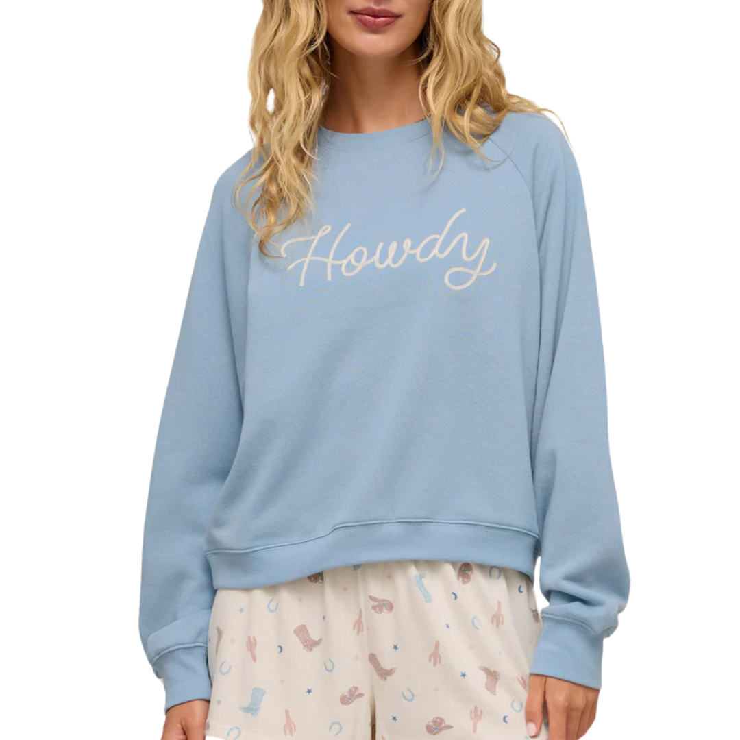 Howdy Fleece Sweatshirt in Coastal Blue