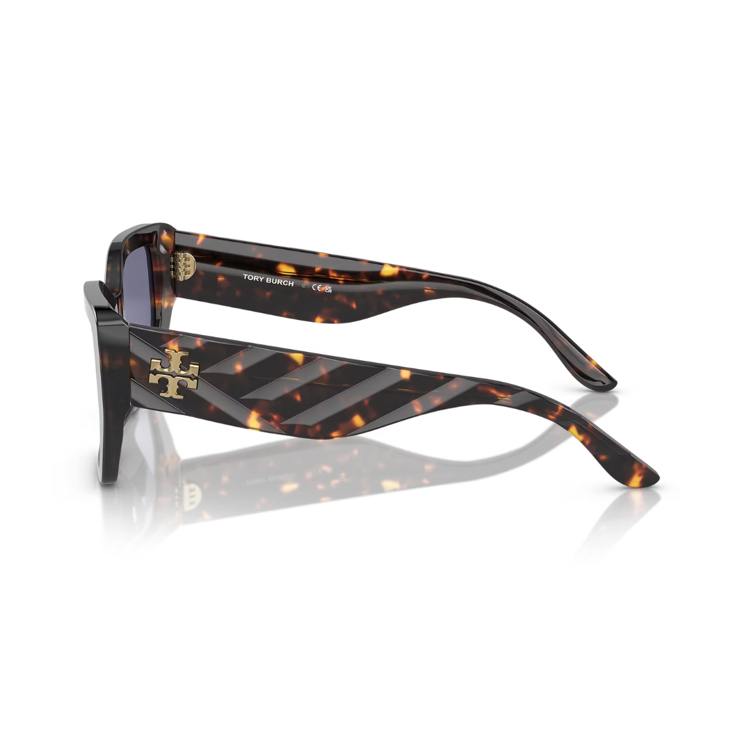 Kira Quilted Oversized Geometric Sunglasses in Dark Blue Violet Mirror