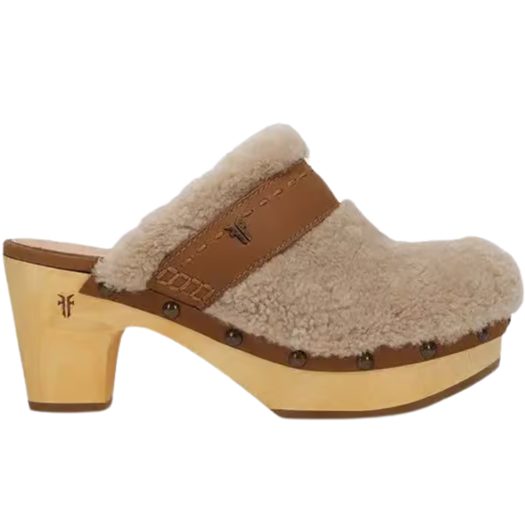 Jessica Shearling Clog in Tan