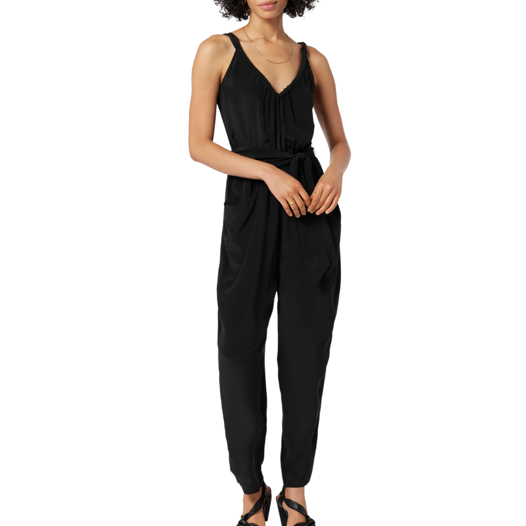Vernet Silk Jumpsuit in Caviar Black