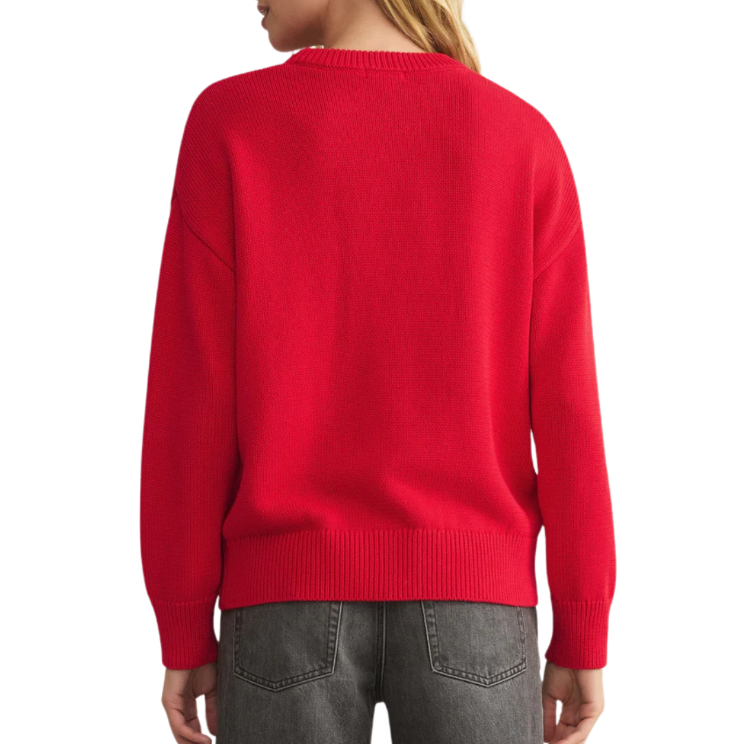 Love Notes Boyfriend Sweater in Cherry
