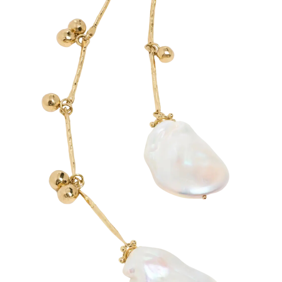 Beaded Pearl Lariat in Pearl