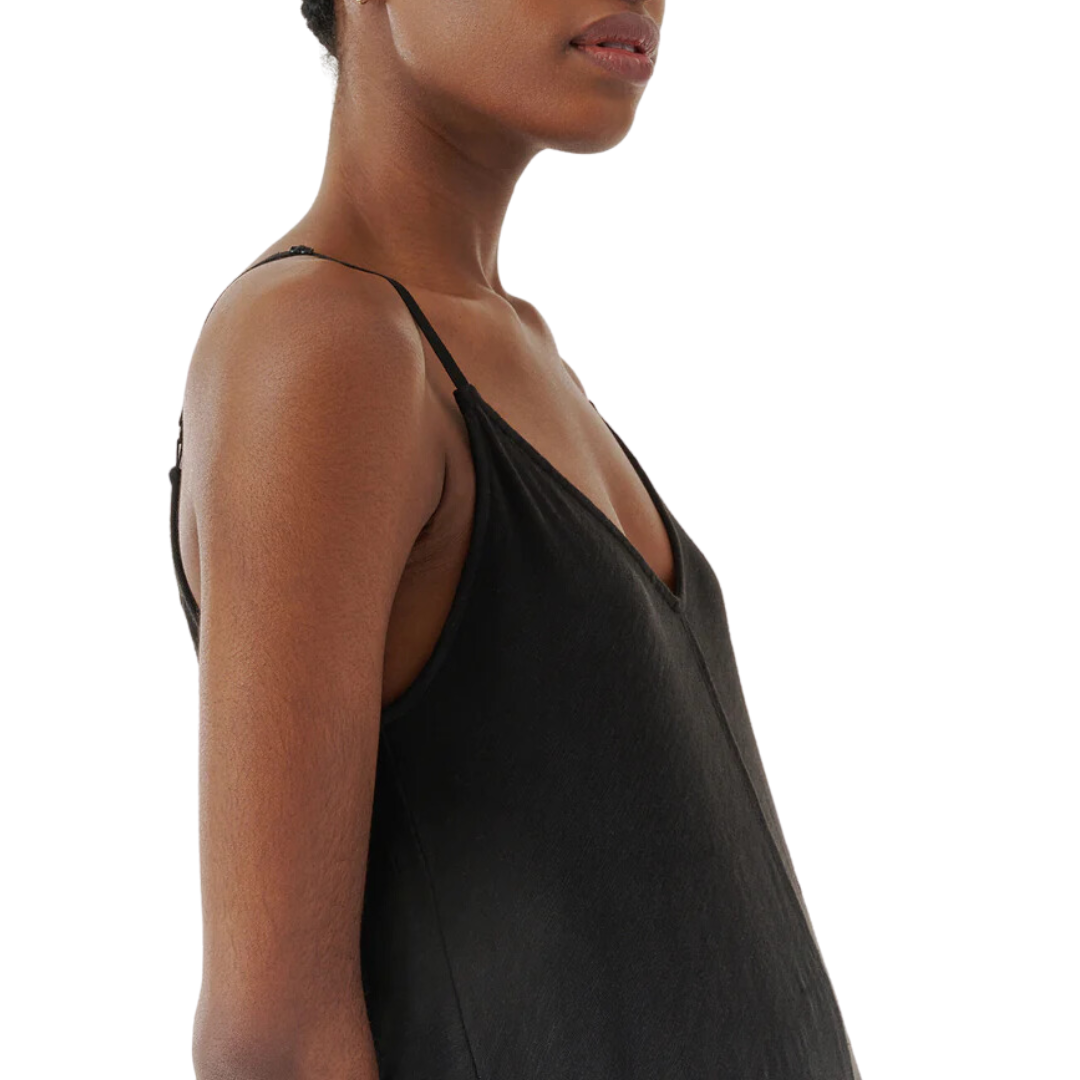 Slub Jersey Tank Maxi Dress in Black