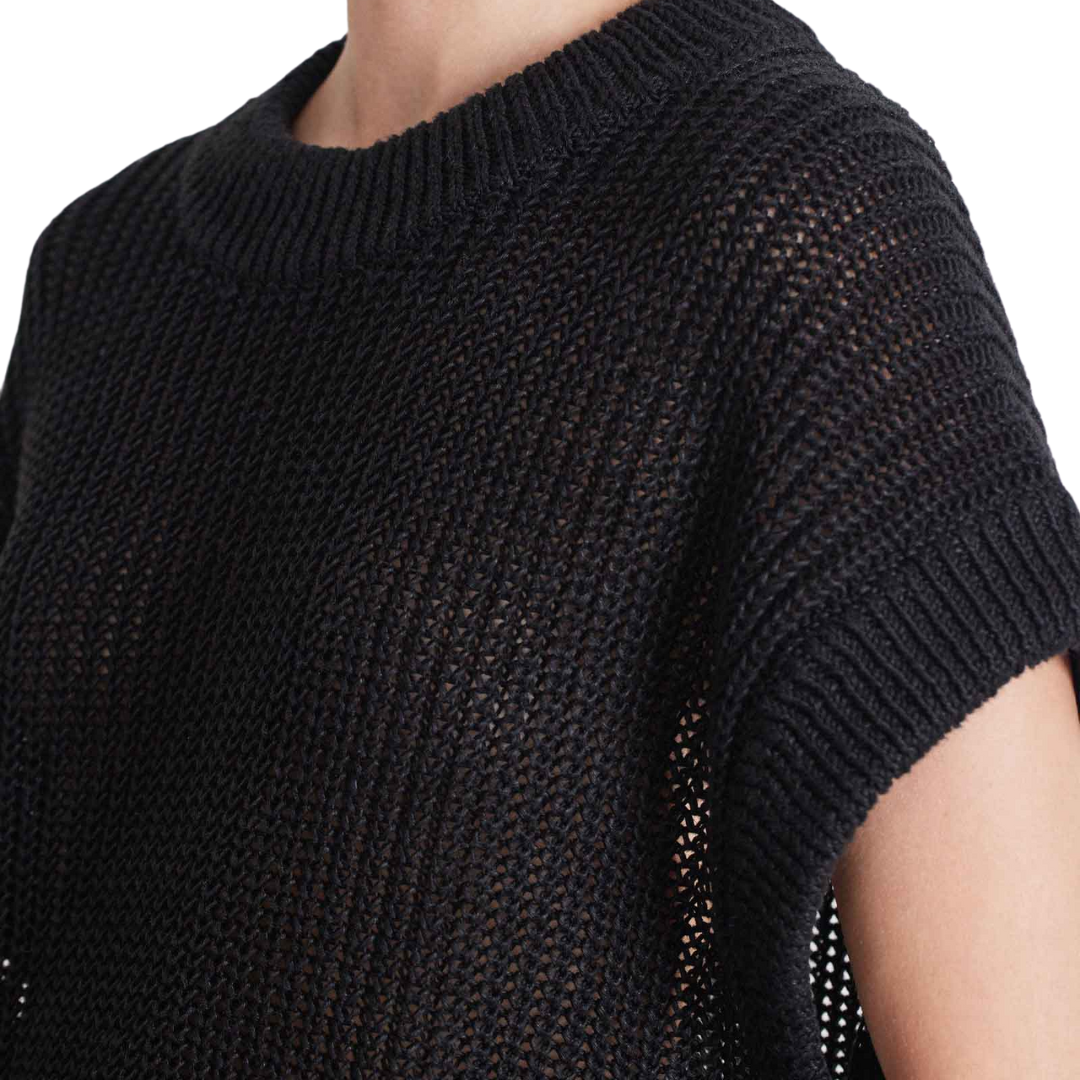 Olivia Linen Vest in Black
