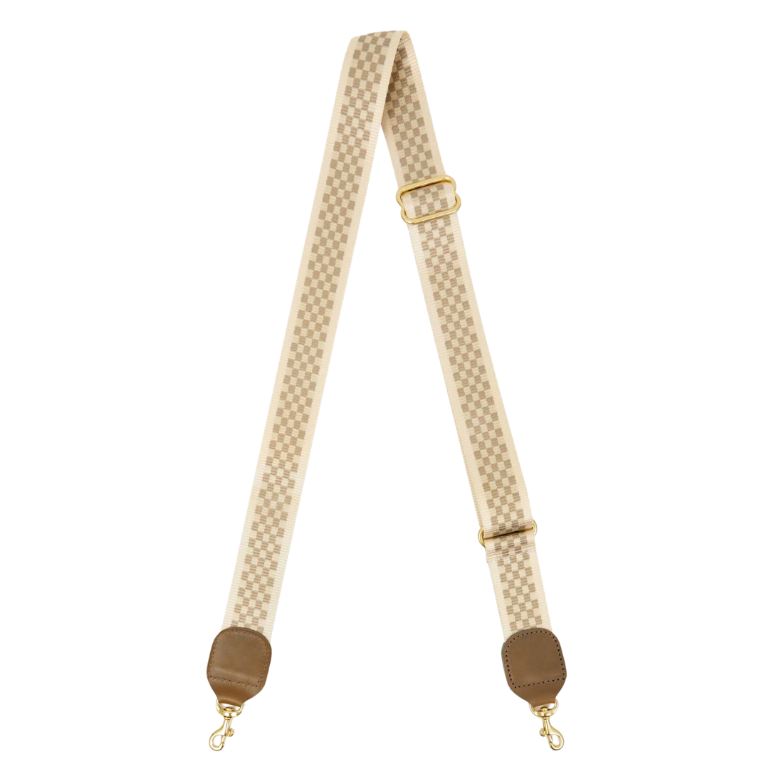 Adjustable Webbing Strap in Cream / Khaki Checker