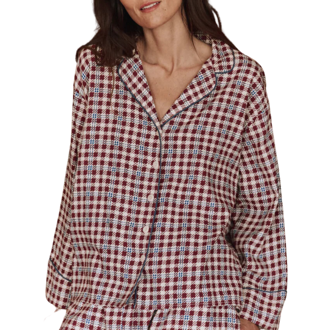 The Pajama Shirt in Bordeaux Plaid