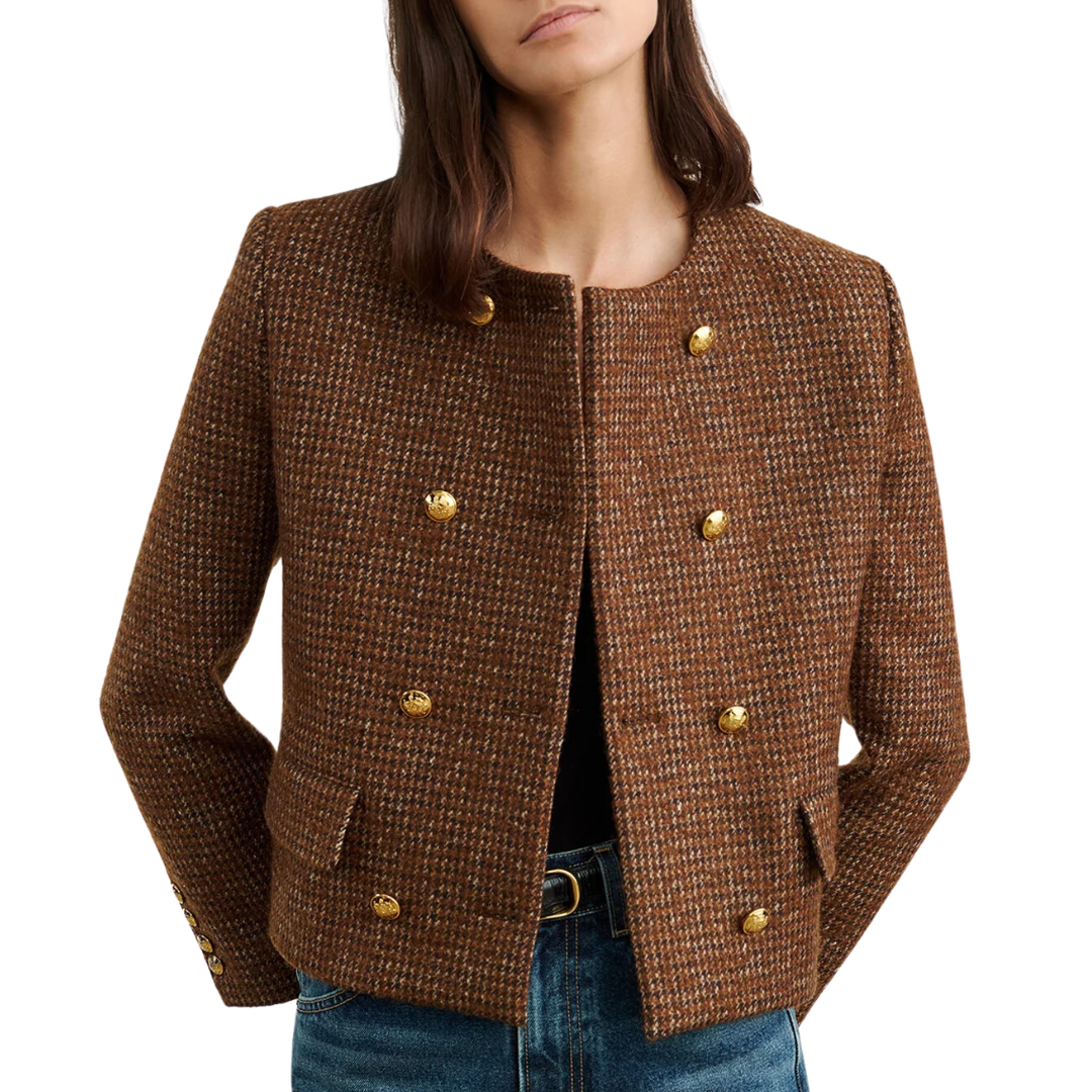 Melanie Jacket in Saddle Check