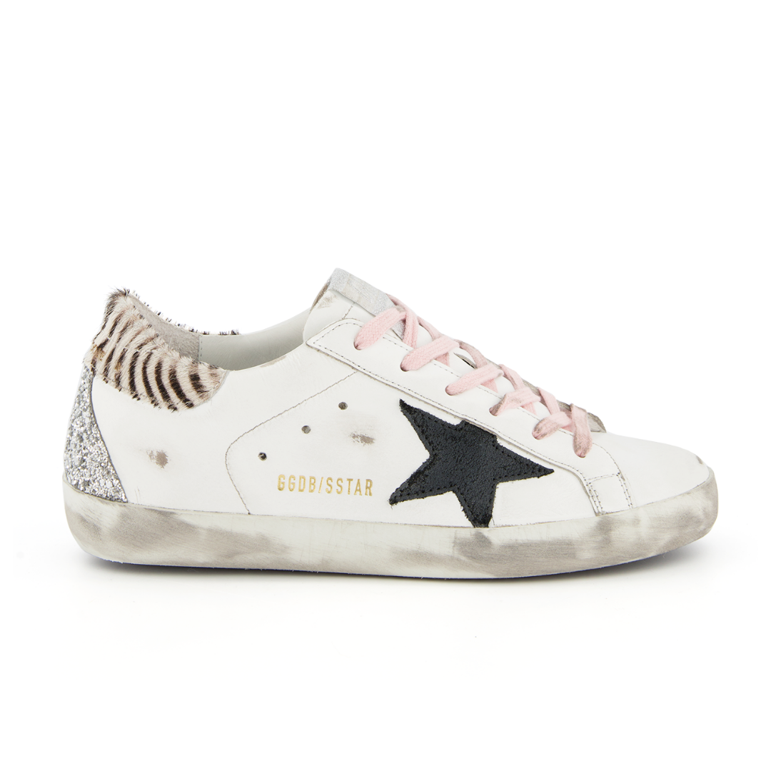 スニーカー Golden Goose Sneaker Super-Star White Pink Black Super Star Sneaker in Tiger Pony Hair, Pink, White, Black