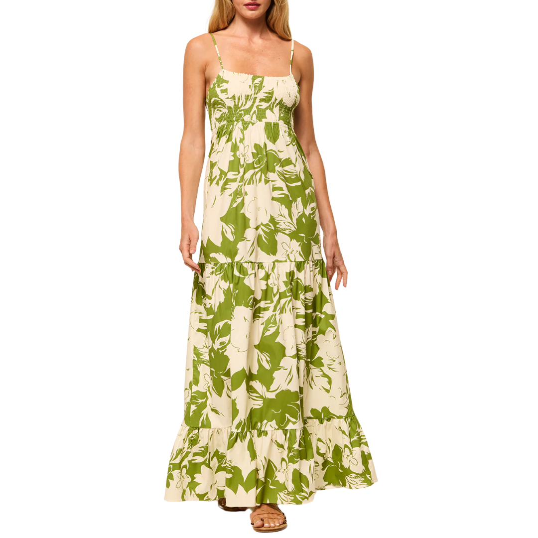 Carmela Dress in Green Goddess Poplin