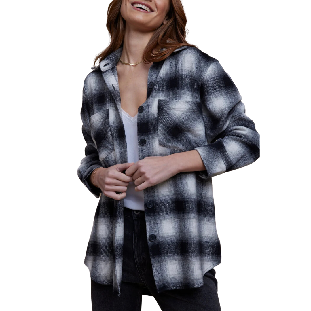 Two Pocket Oversize Shacket in Heritage Black Plaid