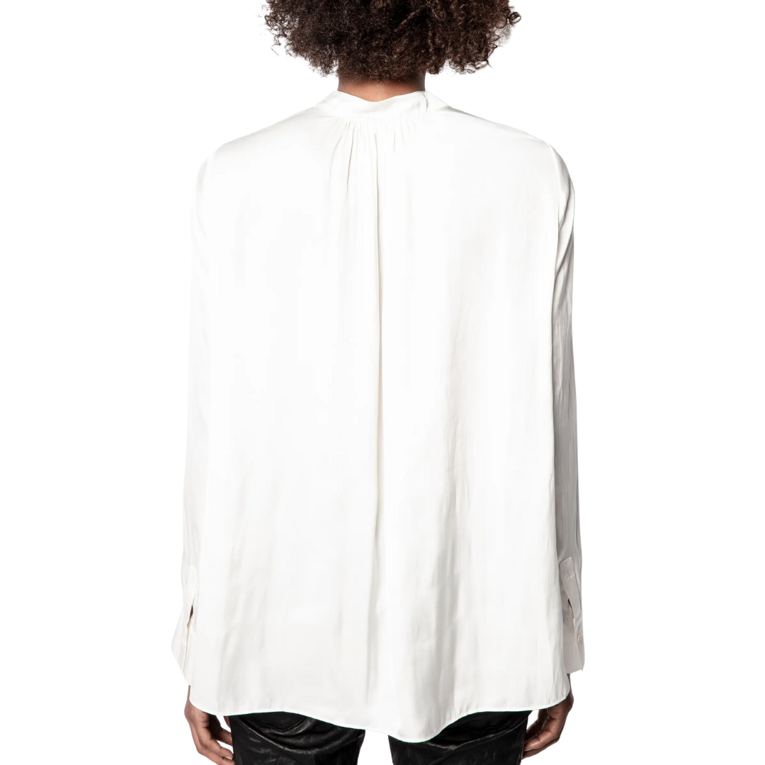 Tink Satin Blouse in Blanc