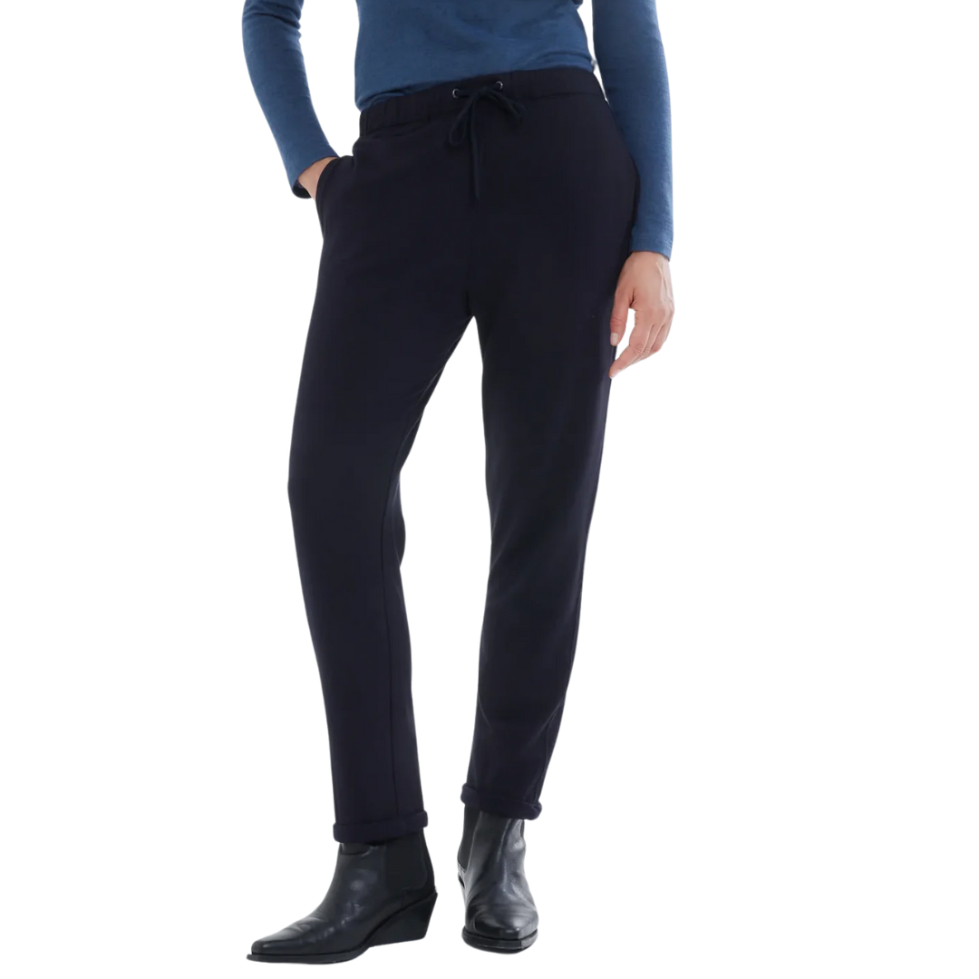 French Terry Drawstring Pant With Cuff in Marine