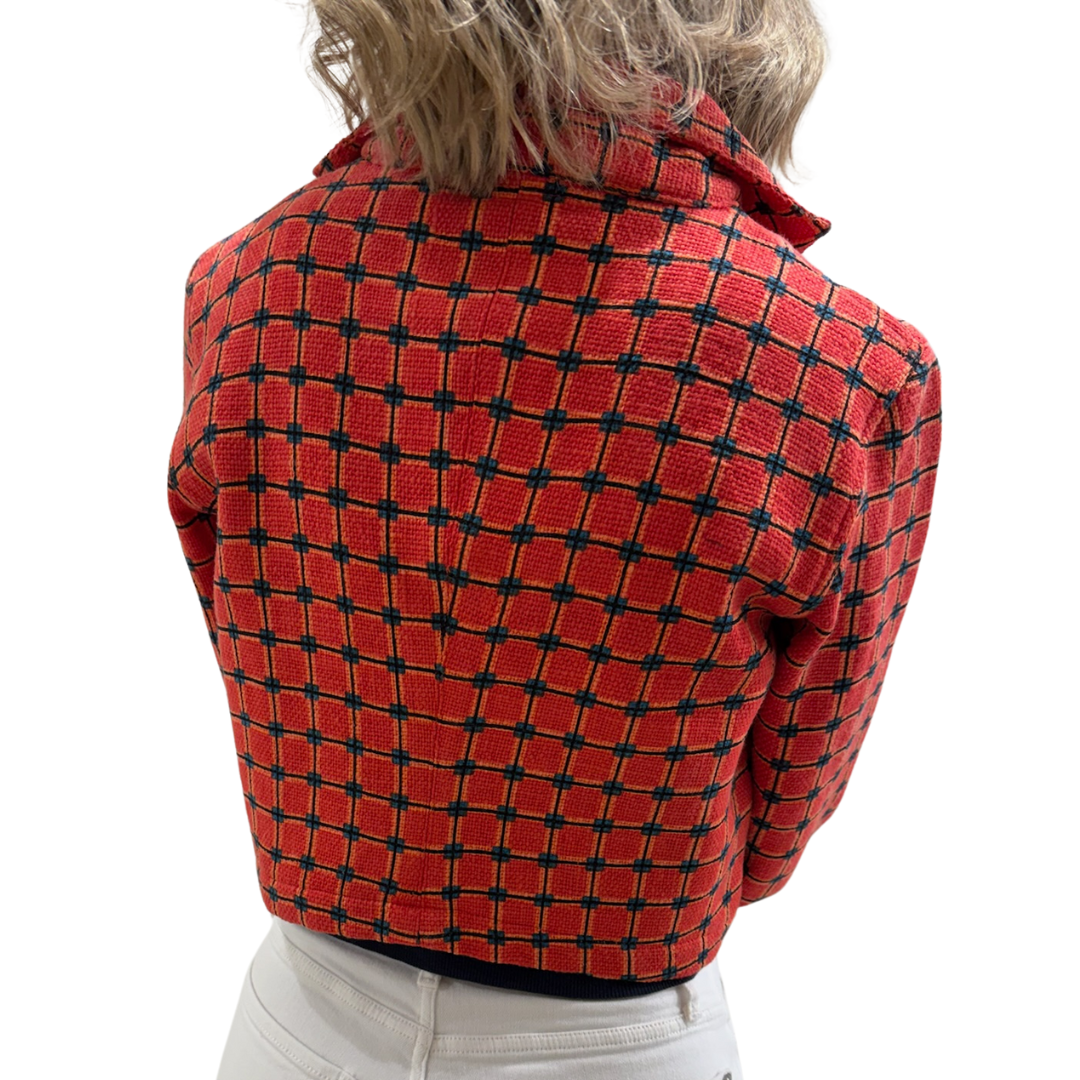 Cropped Moto Jacket in Orange