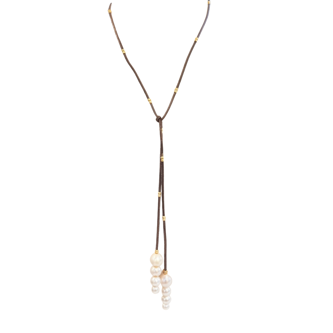 Gold Studded Strap with White Pearls