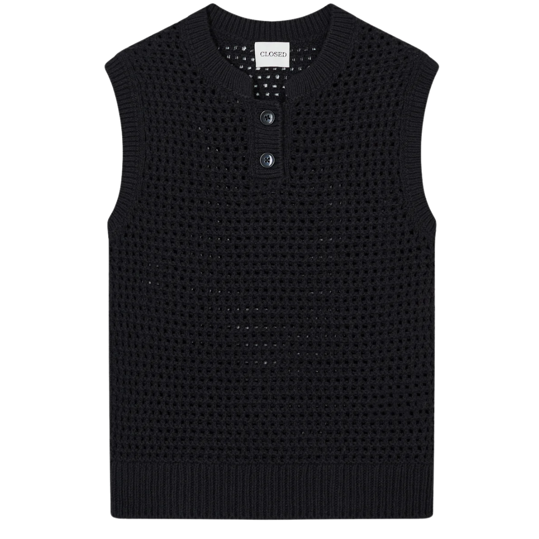 Crew Neck Vest in Black