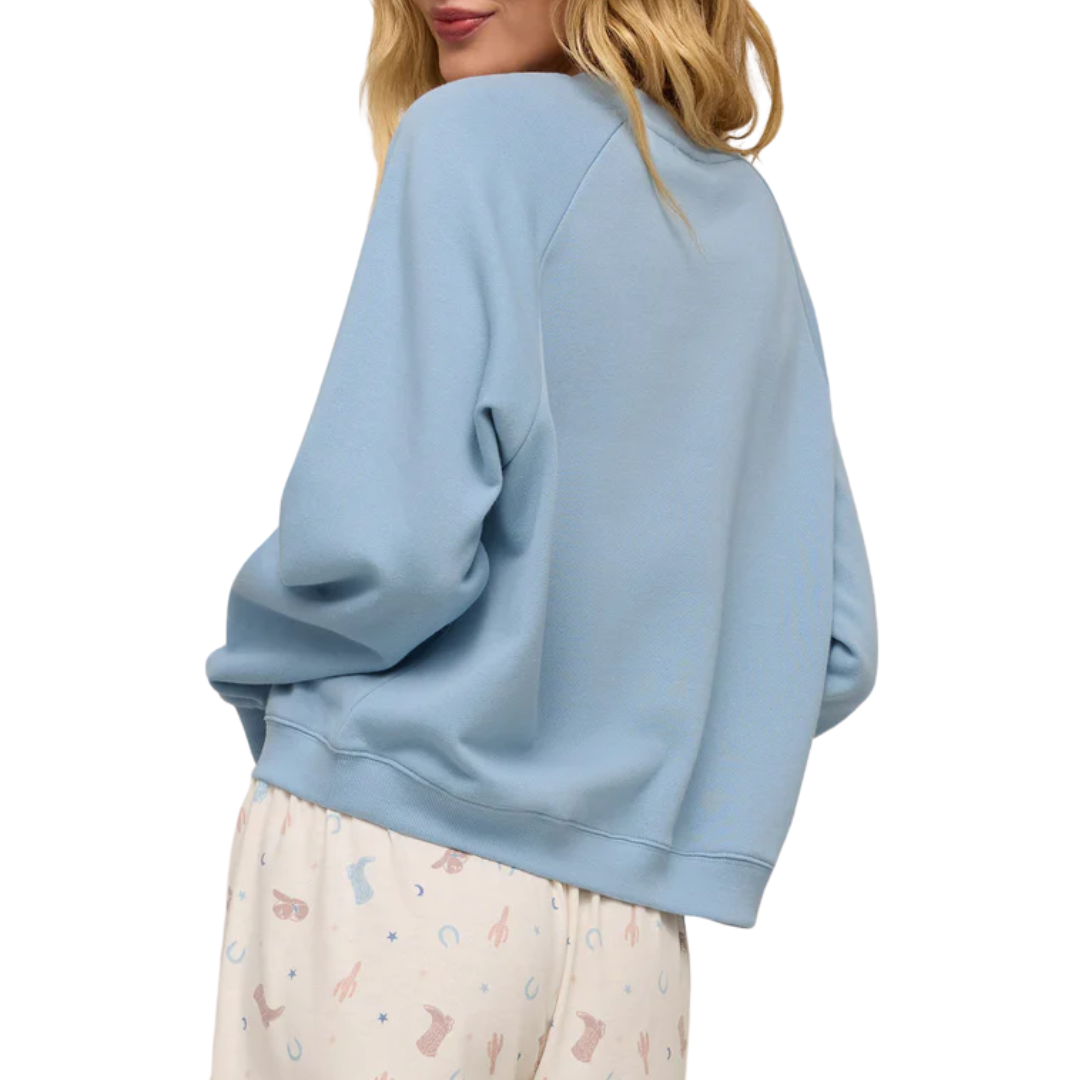 Howdy Fleece Sweatshirt in Coastal Blue