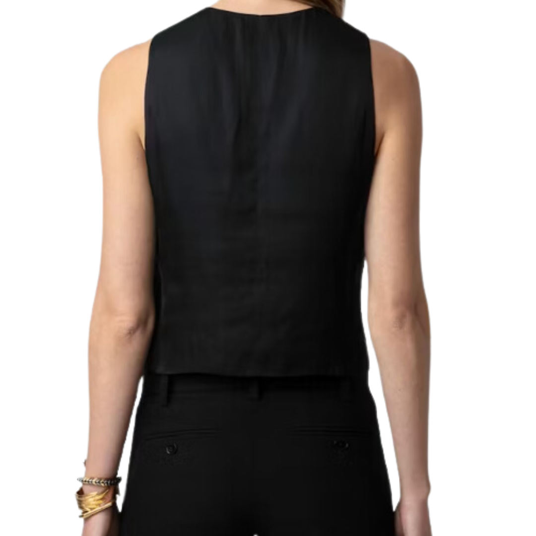 Emaux Satin Vest Vest in Noir